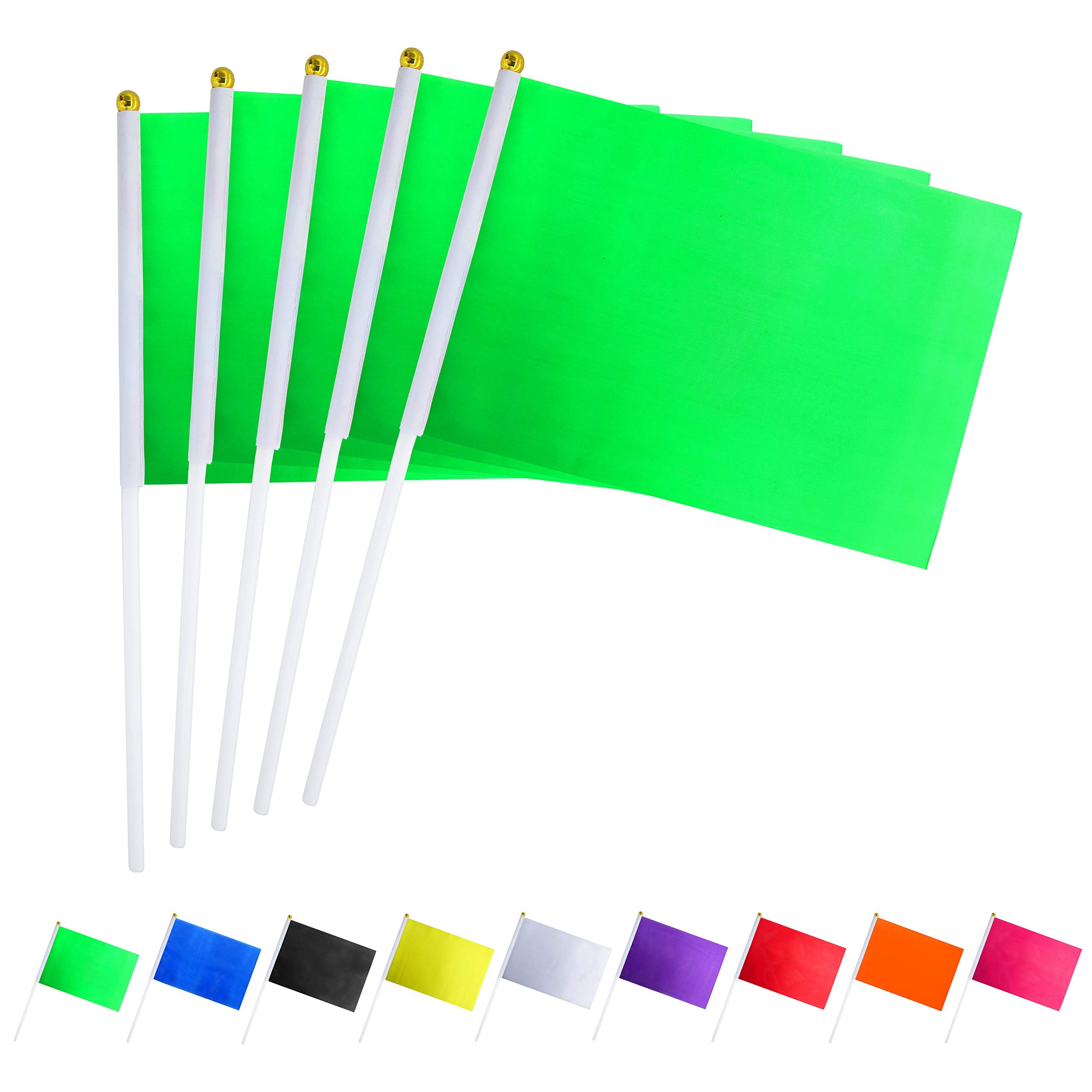 Consummate 25 Pack Solid Green Flag Small Mini Plain Green Diy Flags On Stick,Party Decorations For Parades,Grand Opening,Kids B