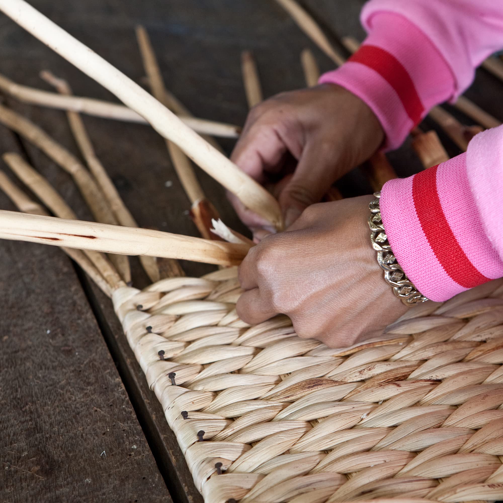 Ehemco 3 Tier X-Side End Storage Cabinet With 6 Wicker Baskets, Teal