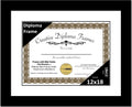 Creative Picture Frames 12x18 Classic Black Diploma Frame with White Mat Glass Easel and Installed Wall Hangers | Frame Holds 16