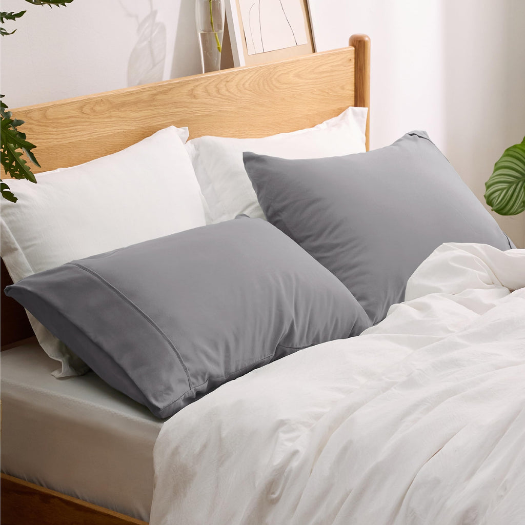 Bedsure King Size Pillow Cases Set Of 2 - Silver Grey Polyester Microfiber Pillowcases 2 Pack, Super Soft Pillow Case Cover With Envelop Closure, 20X36 Inches