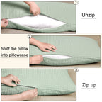 Phf Ultra Soft Waffle Body Pillowcase, Sage Green, 20' X 54', Polyester, Breathable, Skin-Friendly, Zipper Closure