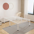 ROIL 14 Inch White Twin Size Bed Frame with Rounded Corner and Headboard Hole Mattress Retainers 3500LBS Heavy Duty Steel Slats 