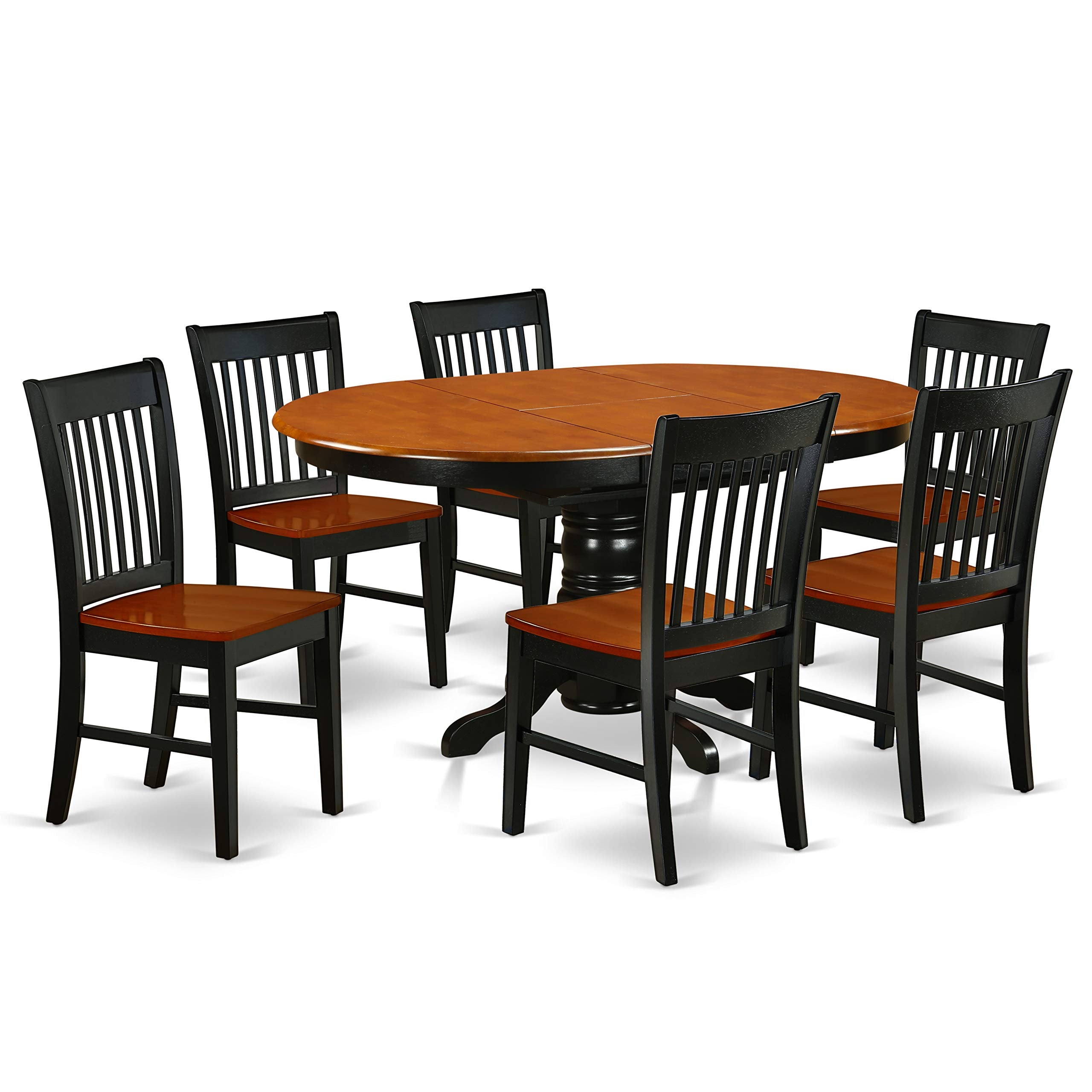 East West Furniture Keno7-Bch-W 7 Piece Dining Room Furniture Set Consist Of An Oval Kitchen Table With Butterfly Leaf And 6 Dining Chairs, 42X60 Inch, Black & Cherry