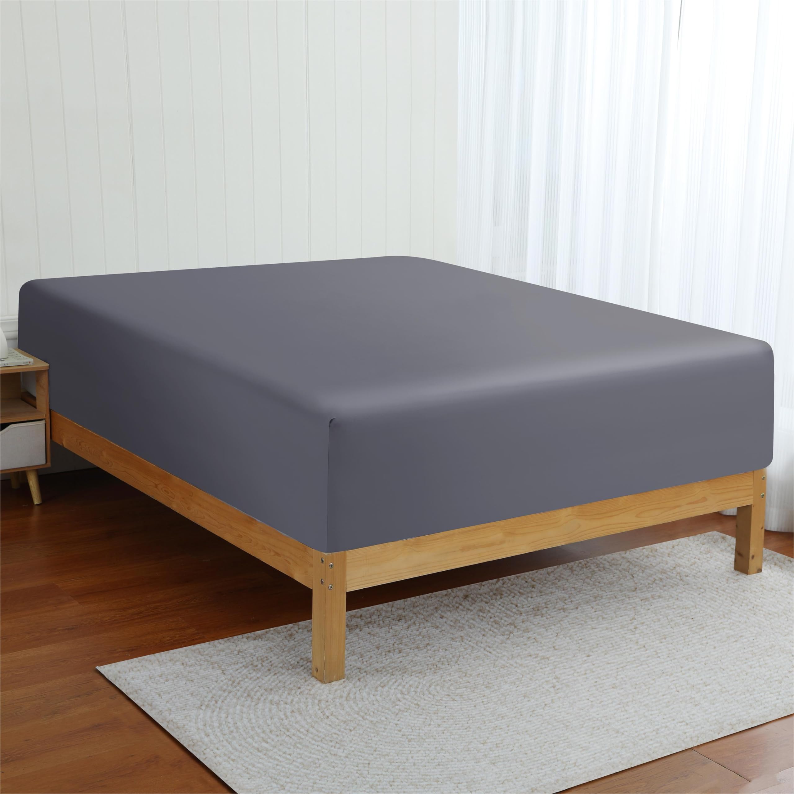 Bamboo Viscose Cooling Fitted Sheet Full Size Only, 400 Thread Count, 16'' Deep Pocket Cooling Bottom Sheets For Hot Sleeper, Si