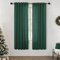 Mrs.Naturall Dark Emerald Green Sheer Curtains,Linen Forest Green Living Room Curtains 63 Inch Length Cortinas Verdes Para Sala