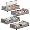 Yecaye 60L Under Bed Storage with Wheels, 4 Pack, Greige