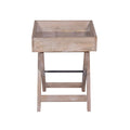 TUP The Urban Port 22 Inch Farmhouse Square Tray Top End Table, Mango Wood, X Shape Foldable Frame, Washed White