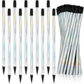 Tinlade 36 Pack Black Wood Cased 2 Hb Pencils Soft Cool Pencils Holographic Pencil With Eraser Holographic Barrel For Home Offic