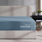 Nestl Extra Deep Pocket Full Fitted Sheet, Stone Blue Full Size Fitted Sheet Only, 1800 Microfiber Fitted Bed Sheet, Ultra Soft Full Bed Fitted Sheet Fits Up To 24 Inch Mattress