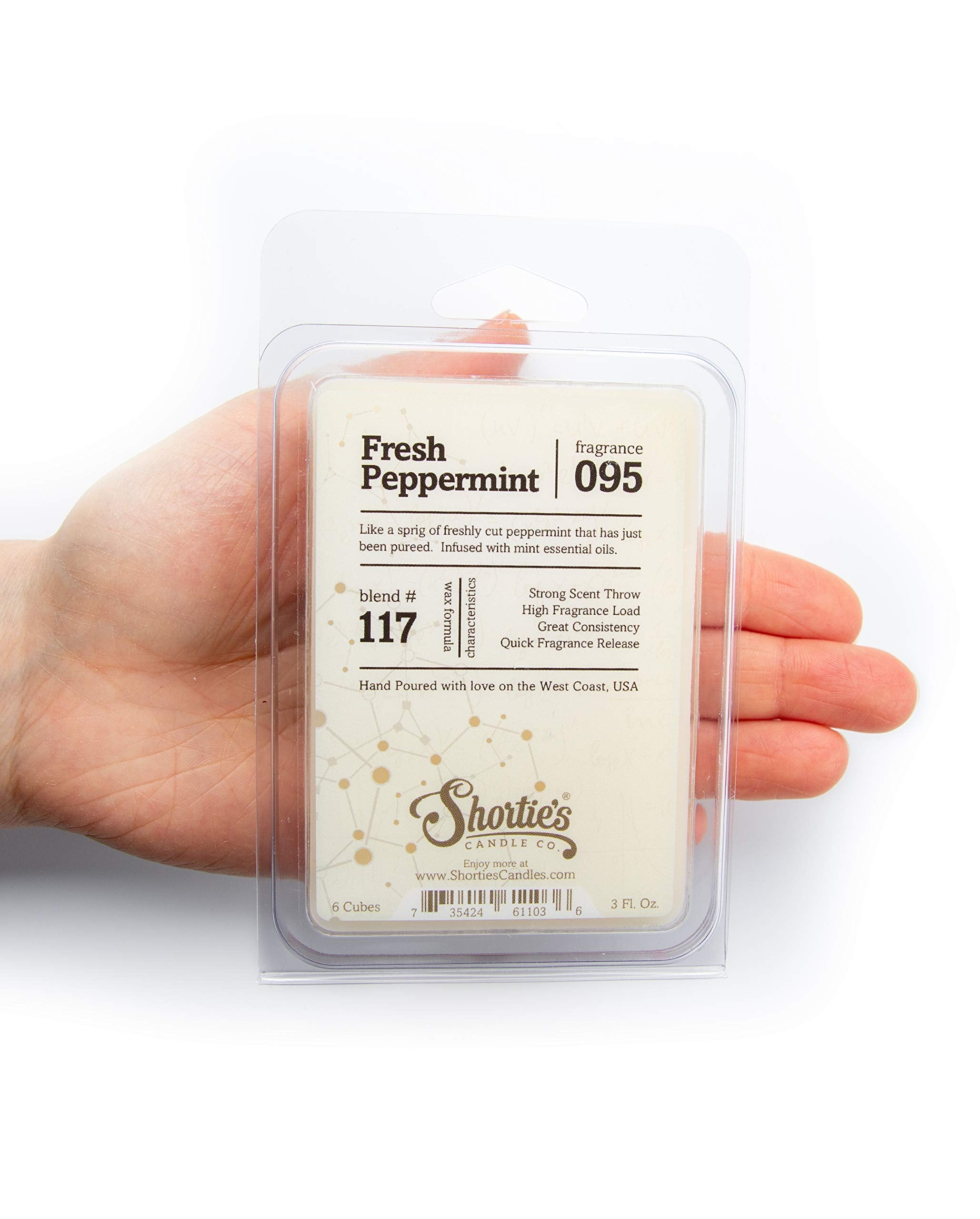 Shortie'S Candle Company Fresh Peppermint Wax Melts - Formula 117-1 Highly Scented 3 Oz. Bar - Made With Natural Oils - Christma