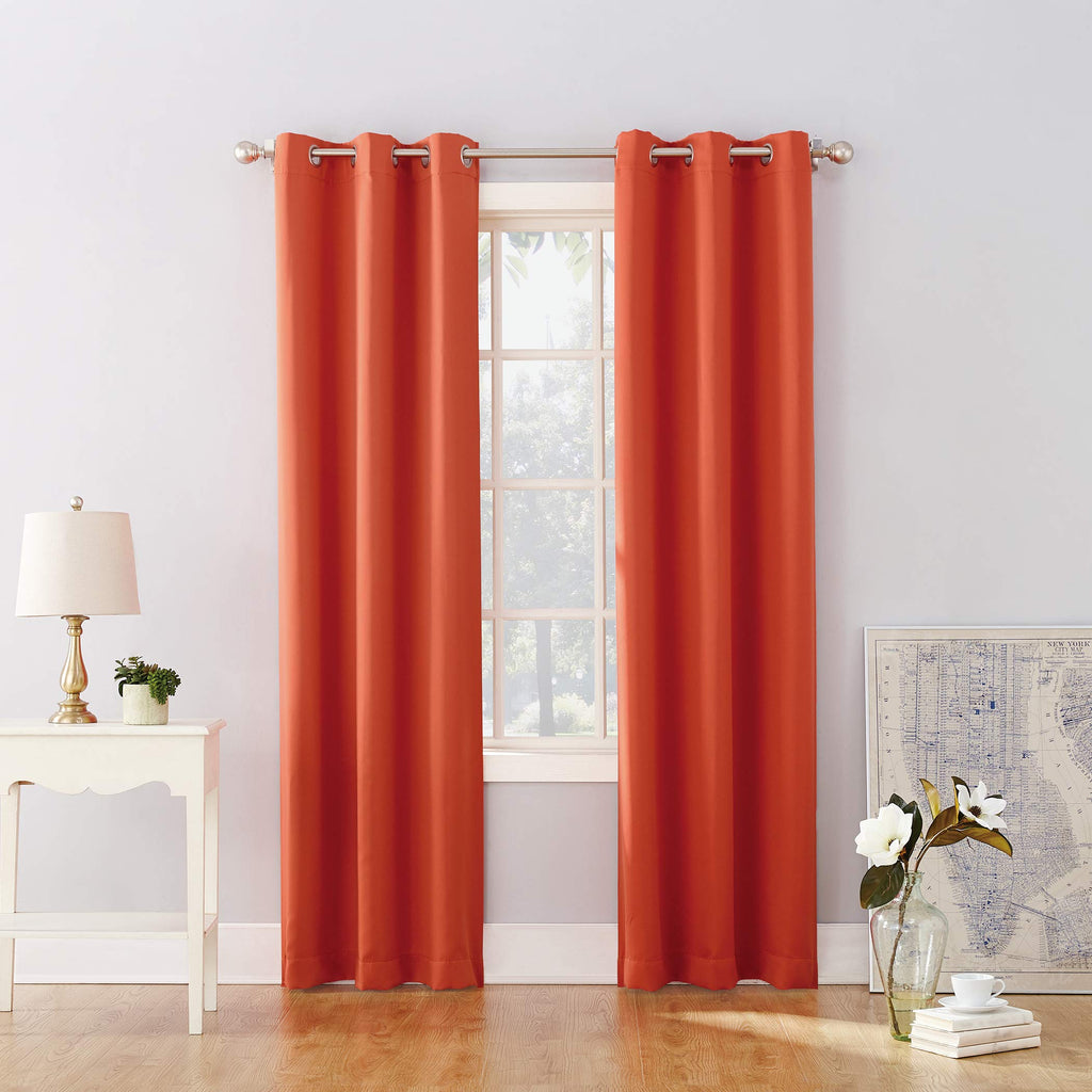 Sun Zero Riley Kids Bedroom Blackout Grommet Curtain Panel, 40' X 84', Tangerine Orange