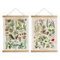 XIAOAIKA 2 Pack Vintage Plant Posters: Medicinal and Poisonous Plants - Retro Style Wall Art with Wooden Frames for Home Classro