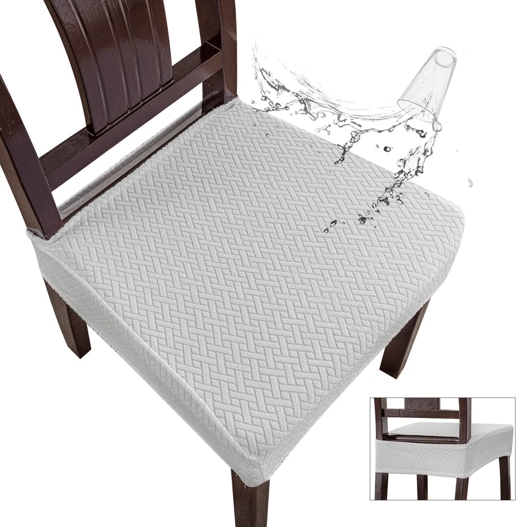 Genina Waterproof Seat Covers For Dining Room Chair Covers Waterproof Dining Chair Covers (6 Pcs-Rear-Gapped, White)