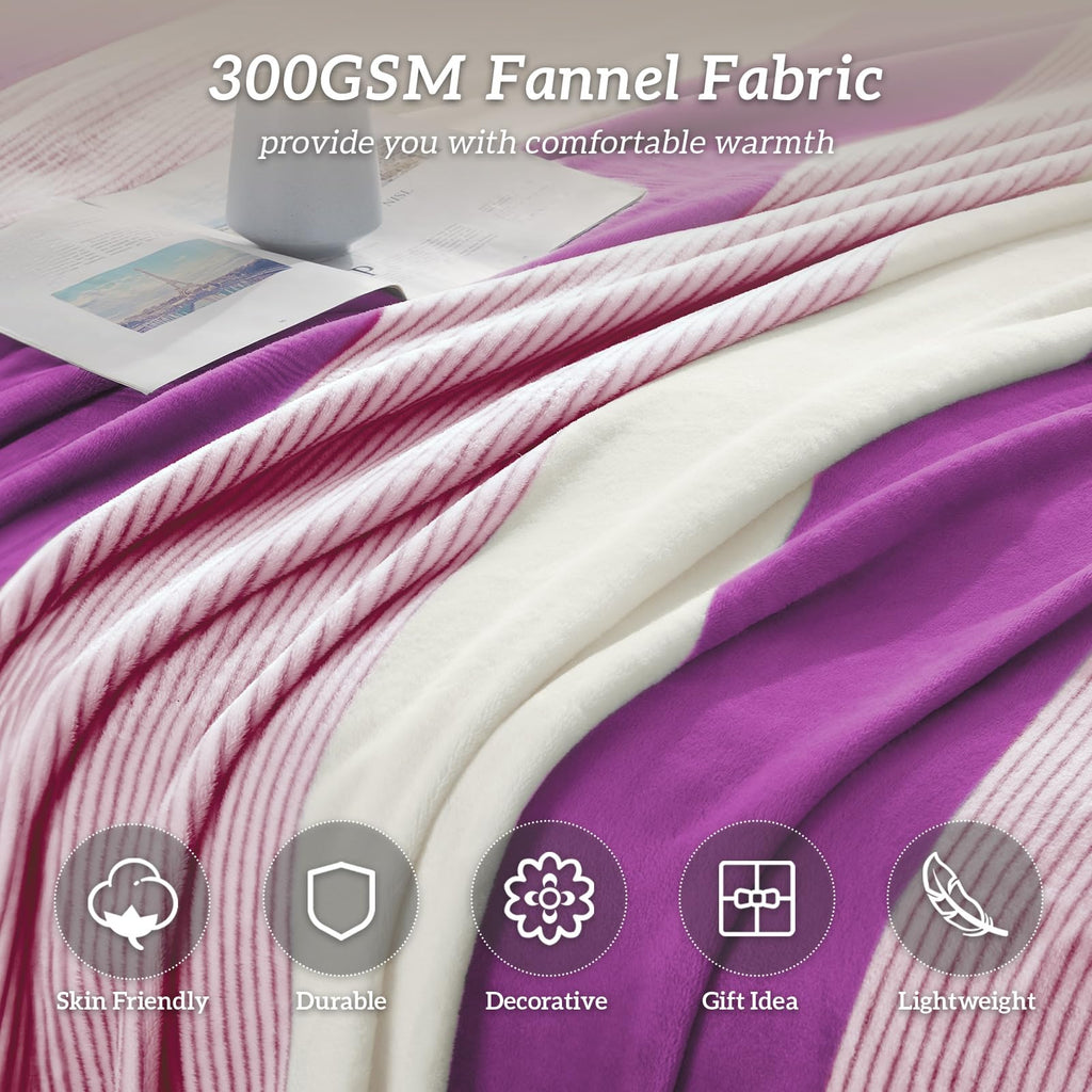 Homelike Moment Fleece Throw Blanket For Couch, Purple Soft Fluffy Blankets Throws, Fuzzy Cozy Plush Flannel Blanket For Sofa, C