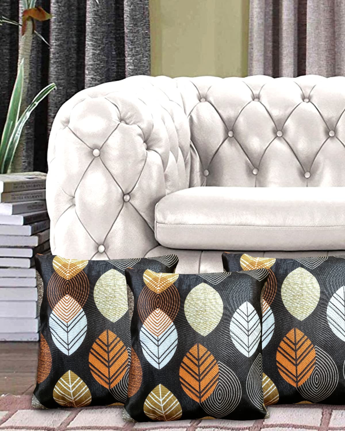 Kanushi Industries Reversible Decorative Cushion Covers Set Of 3 (12 X12 Inches)(CcBrownLongLevs3Pc12X12)