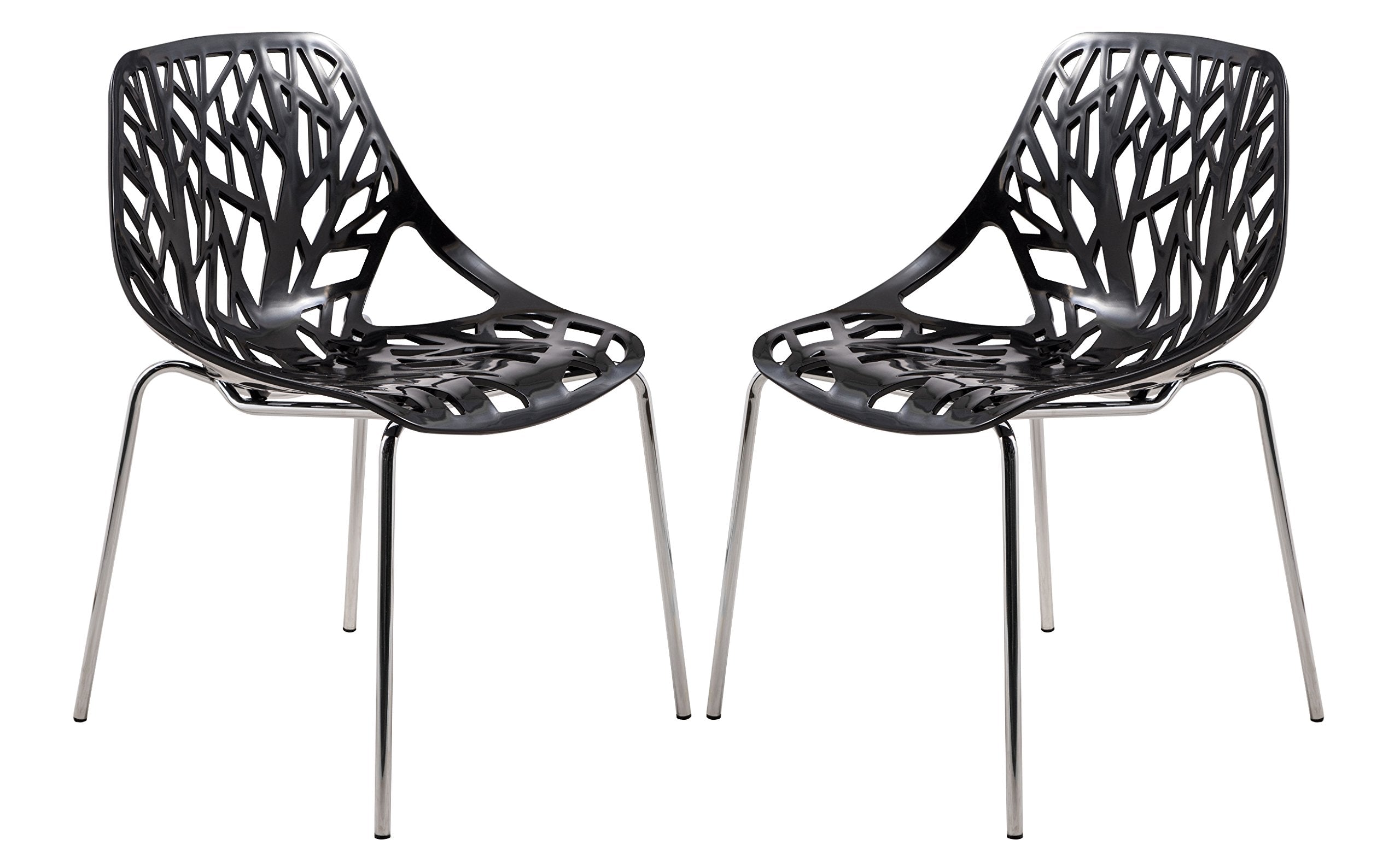 Modern Asbury Dining Chair w/ Chromed Legs, Set of 2