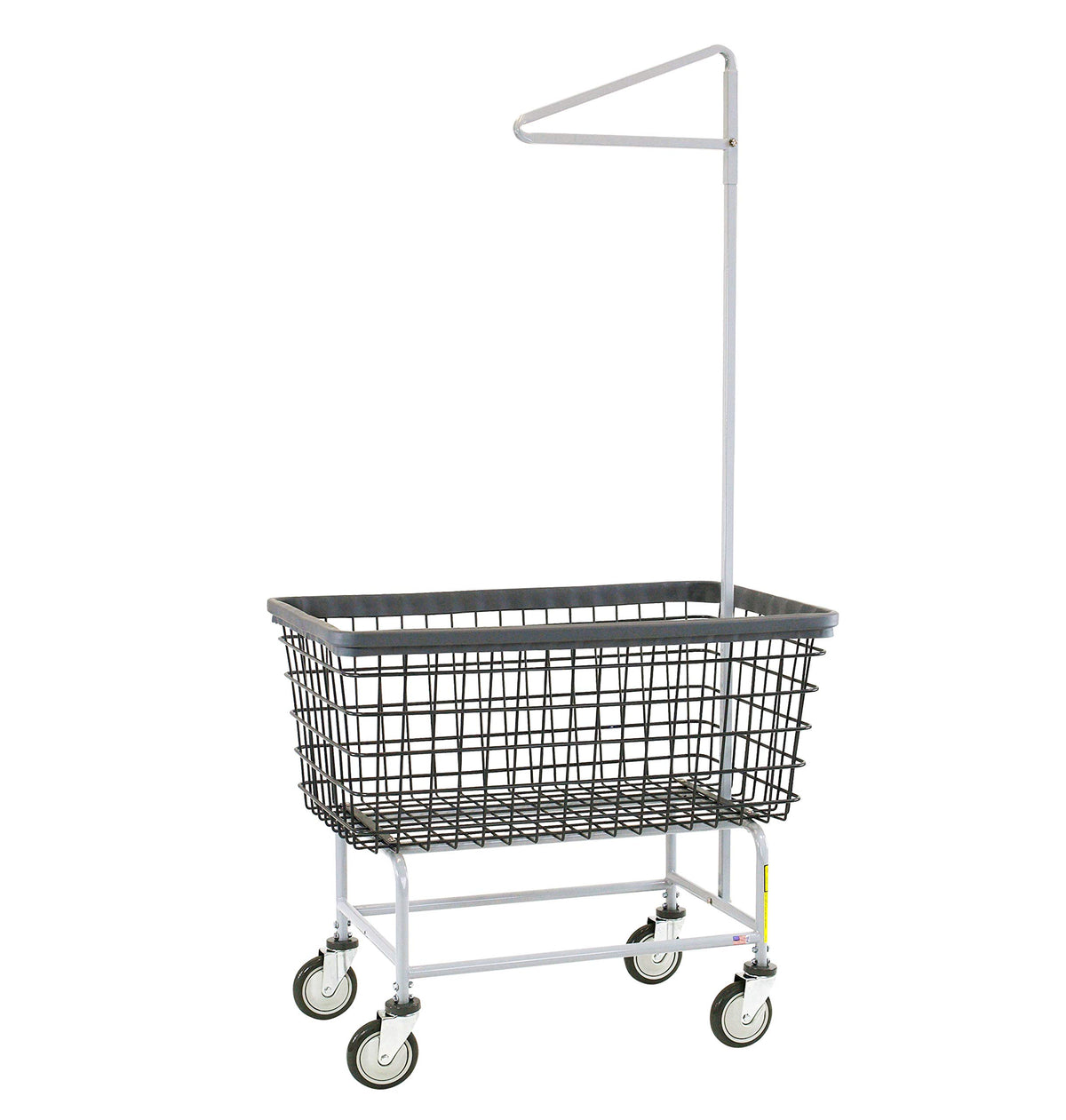 R&B Wire™ 201H91/D7 Wire Laundry Cart, 6 Bushel With Single Pole Rack, Dura-Seven™, Seven Year No Rust Guarantee, Made In Usa