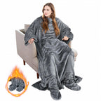 Solaris Wearable Blanket With Sleeves And Foot Pocket For Women Men, Super Snuggy Soft Cozy Fleece Tv Body Throw Blanket For Lou