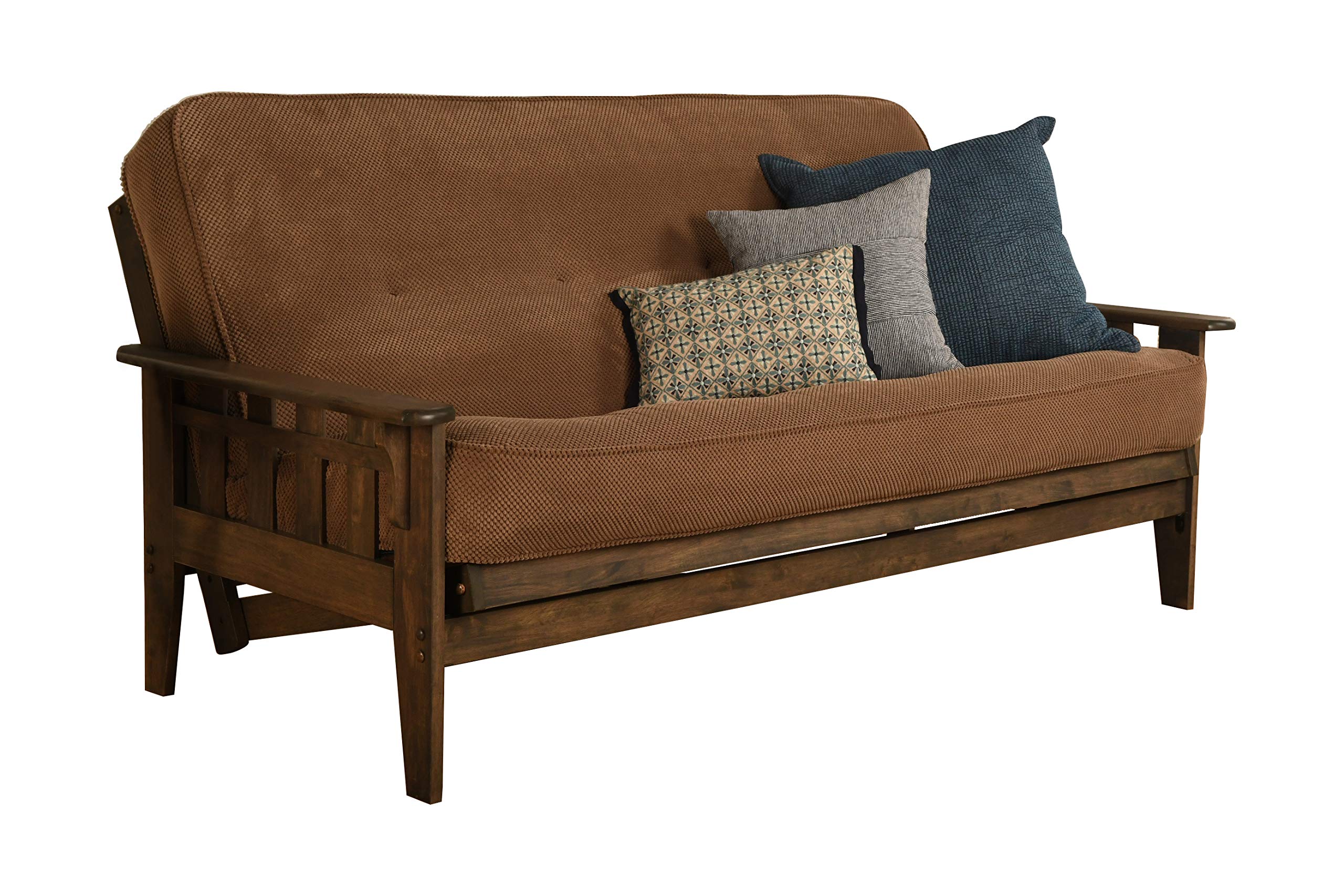 Kodiak Furniture Tucson Full Size Futon Set in Rustic Walnut Finish, Marmont Mocha