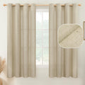 Youngstex Burlap Linen Curtains 63 Inch Length 2 Panels Light Filtering Grommet Privacy Window Drapes For Living Room Bedroom Of