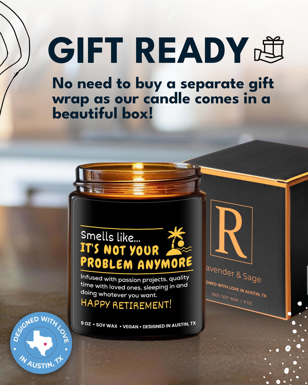 Retirement Candle, Best Retirement Gifts For Women & Men, Happy Retirement Gifts For Coworker, Gift-Ready