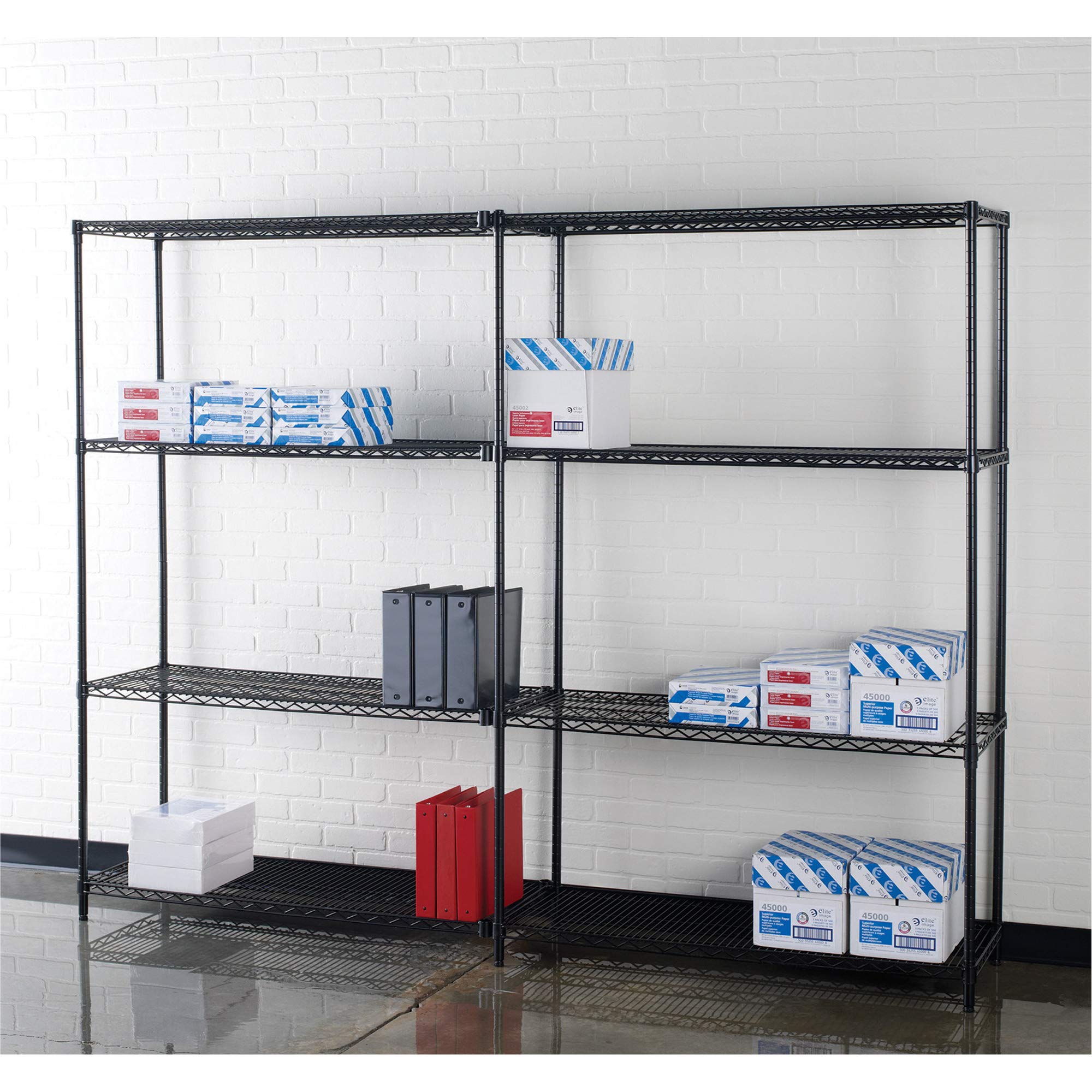 Lorell Llr70061 Starter Shelving Unit With 4 Shelves/4 Posts, 48" X 18" X 72", Black