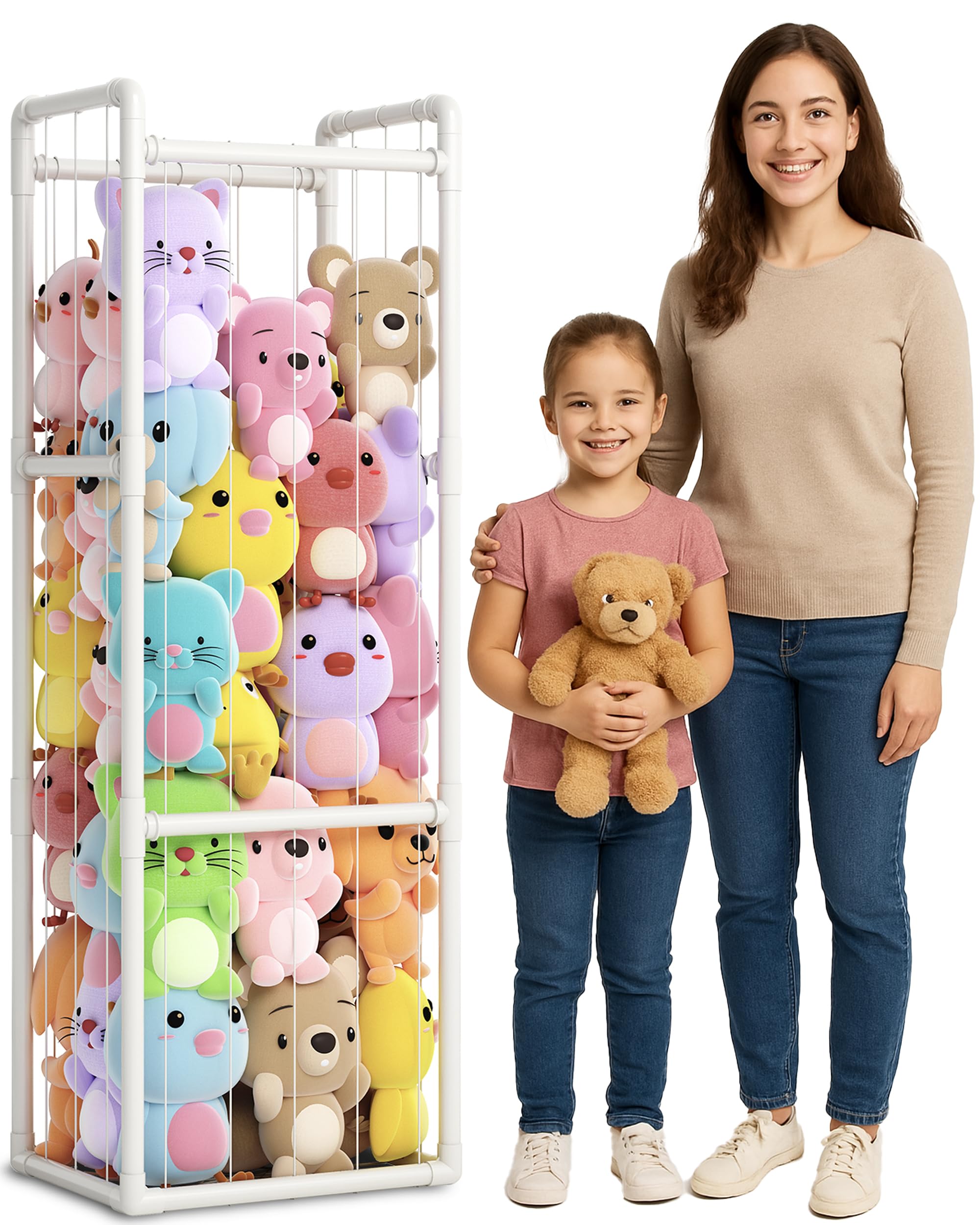 Zoxkoy Stuffed Animal Zoo for Bedroom - Holds 150+ Plushies | 45lb Load Heavy Duty Toy Storage | 10-Min Tool-Free Setup - 95% Sp