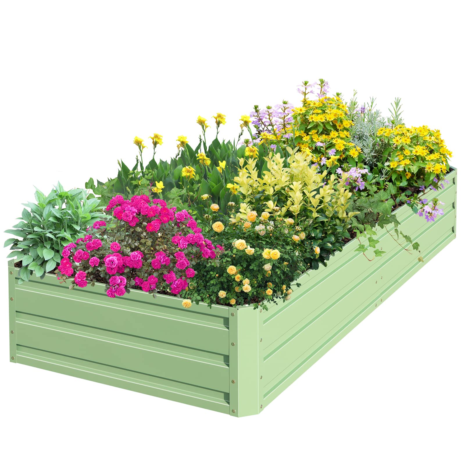 Snugniture Galvanized Raised Garden Bed 8X4X1Ft Outdoor Large Metal Planter Box Steel Kit For Vegetables, Flowers, Herbs, And Su