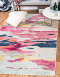 Unique Loom Estrella Collection Light Colors, Abstract, Modern, Vibrant Area Rug, 3 ft 3 in x 5 ft 3 in, Pink/Ivory