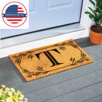 Evergreen Monogram Coir Doormat | Letter T | Front Door Mat For Outdoor Indoor Entrance | 28X16 Inches | Non-Slip Backing Doorwa