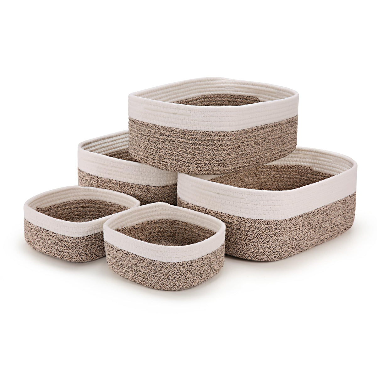 VIRETH HAUS Storage Baskets for Shelves, 5 Pack, 2 Sizes Organizer Bins