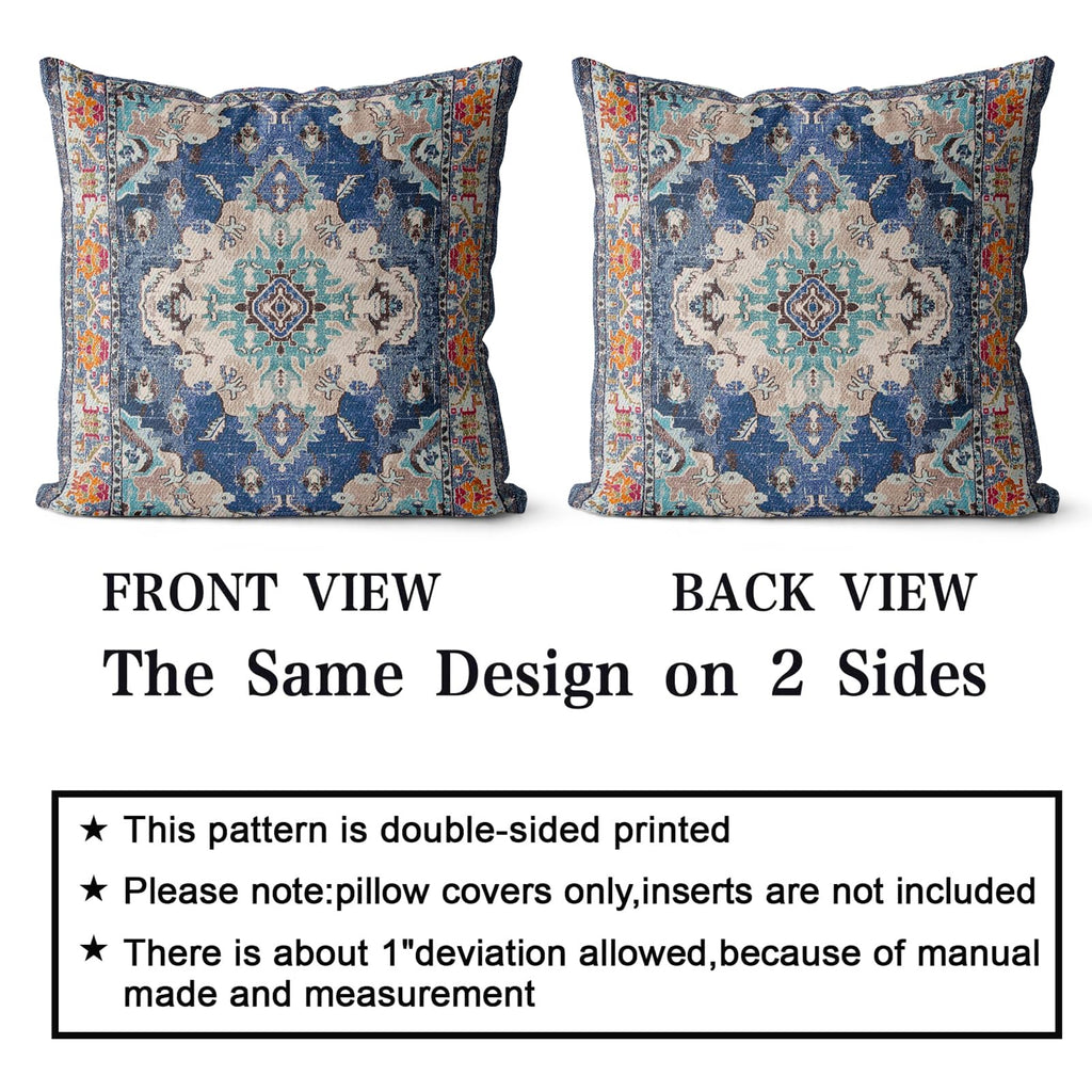 Snycler Boho Throw Pillow Covers 20X20 Inch Set Of 2 Boho Rug Carpet Double Sided Pattern Cotton Soft Pillow Case Cushion Cover