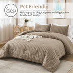 Avelom Taupe Seersucker Twin Comforter Set (68X90 Inches), 2 Pieces-100% Soft Washed Microfiber Lightweight Comforter With 1 Pillowcase, All Season Down Alternative Comforter Set For Bedding