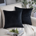 Phantoscope Pack Of 2 Velvet Decorative Throw Decorative Pillow Cover Soft Solid Square Cushion Case For Couch Black 22 X 22 Inc