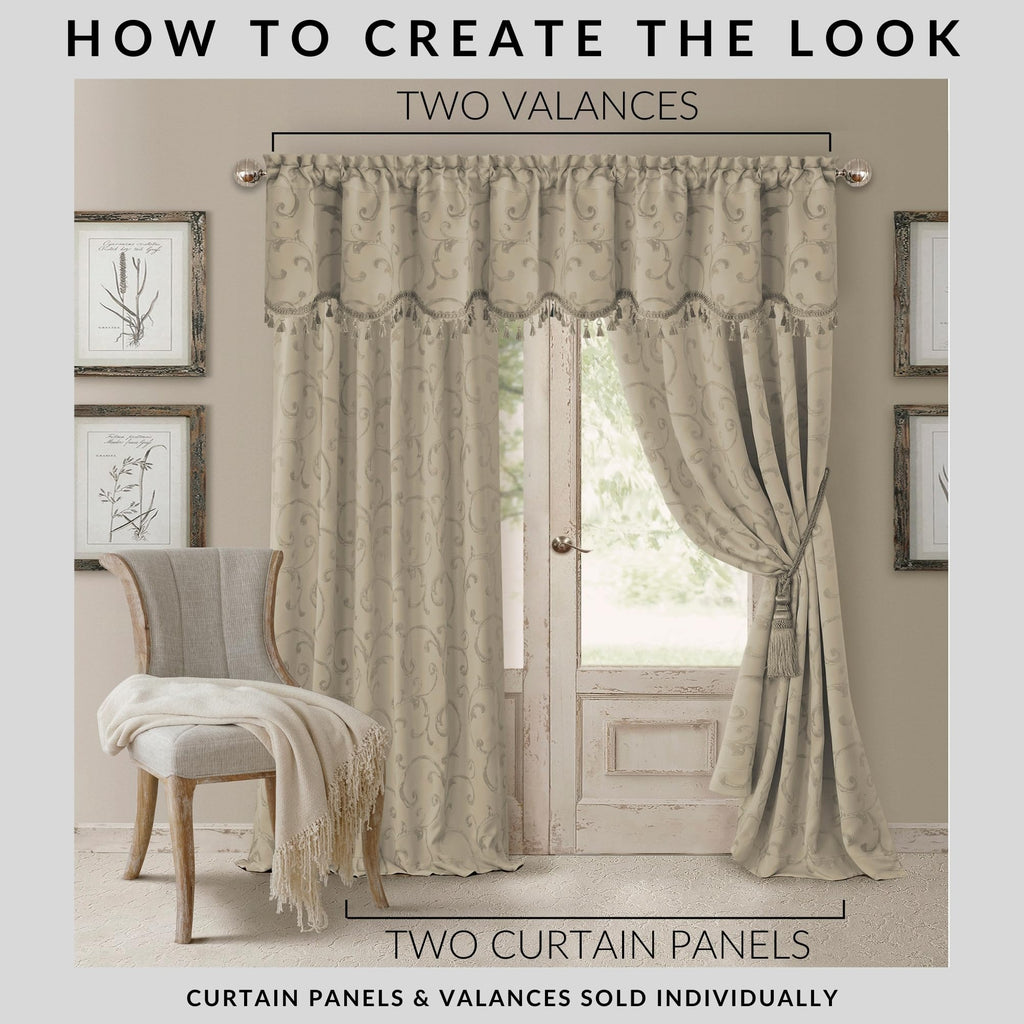 Elrene Home Fashions Mia Jacquard Scroll Blackout Window Curtain, 52'' X 84'' (1 Panel), Natural