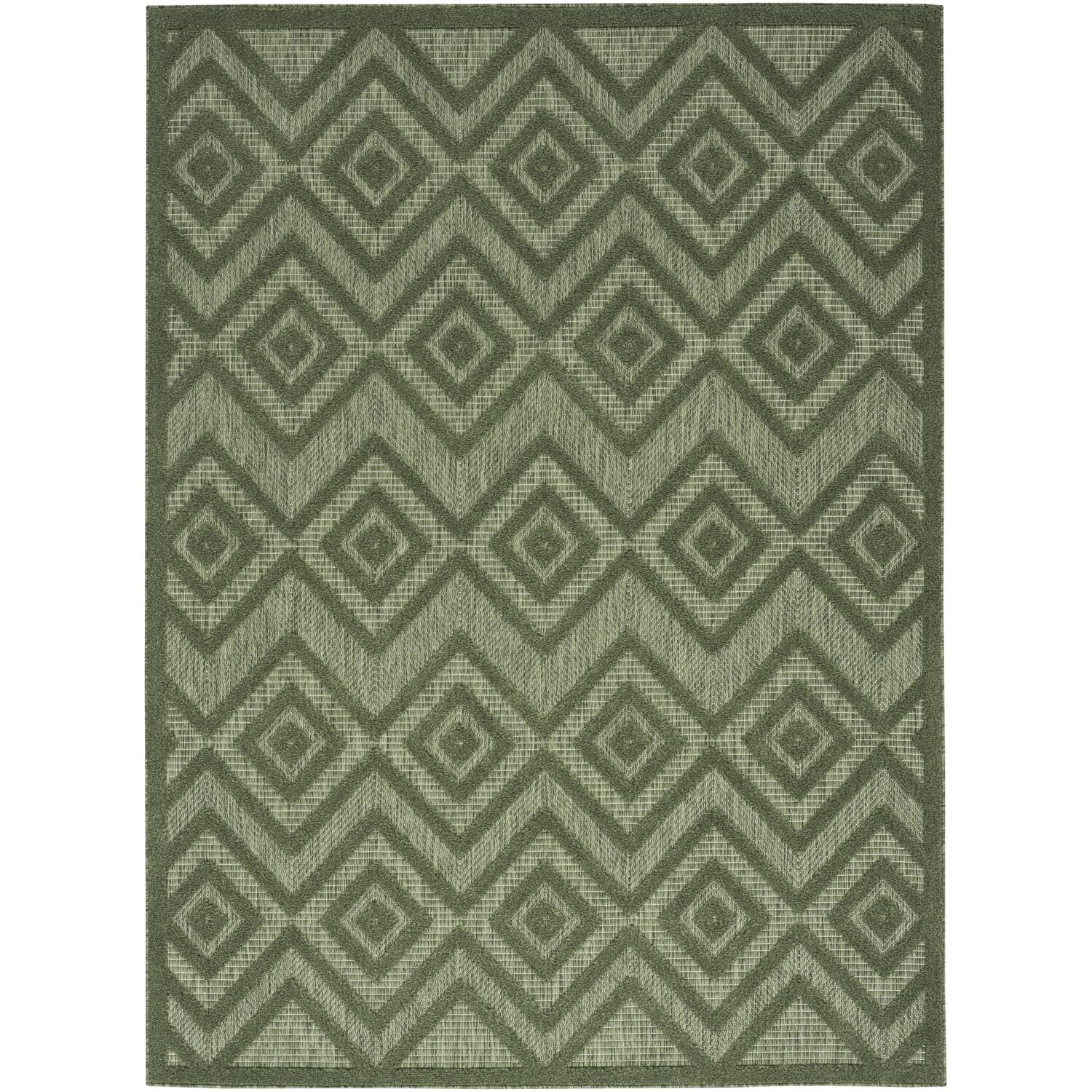 Nourison Versatile Indoor/Outdoor Green 4' X 6' Area Rug, Easy Cleaning, Non Shedding, Bed Room, Living Room, Dining Room, Backy