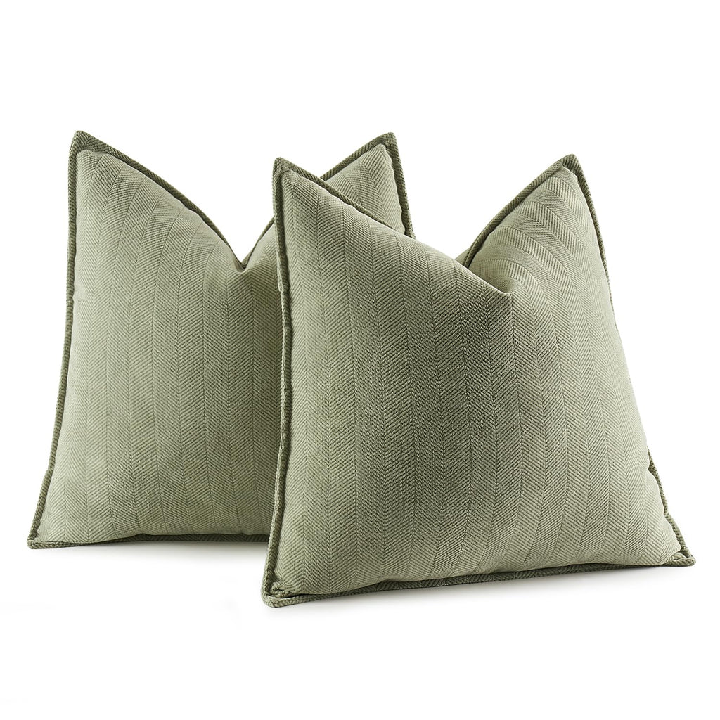 Miulee Pack Of 2 Sage Green Decorative Pillow Covers 24X24 Inch Soft Chenille Luxurious Couch Throw Pillows Farmhouse Cushion Covers Euro Shams With Elegant Design For Sofa Bed Living Room Home Decor