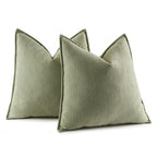 Miulee Pack Of 2 Sage Green Decorative Pillow Covers 24X24 Inch Soft Chenille Luxurious Couch Throw Pillows Farmhouse Cushion Covers Euro Shams With Elegant Design For Sofa Bed Living Room Home Decor