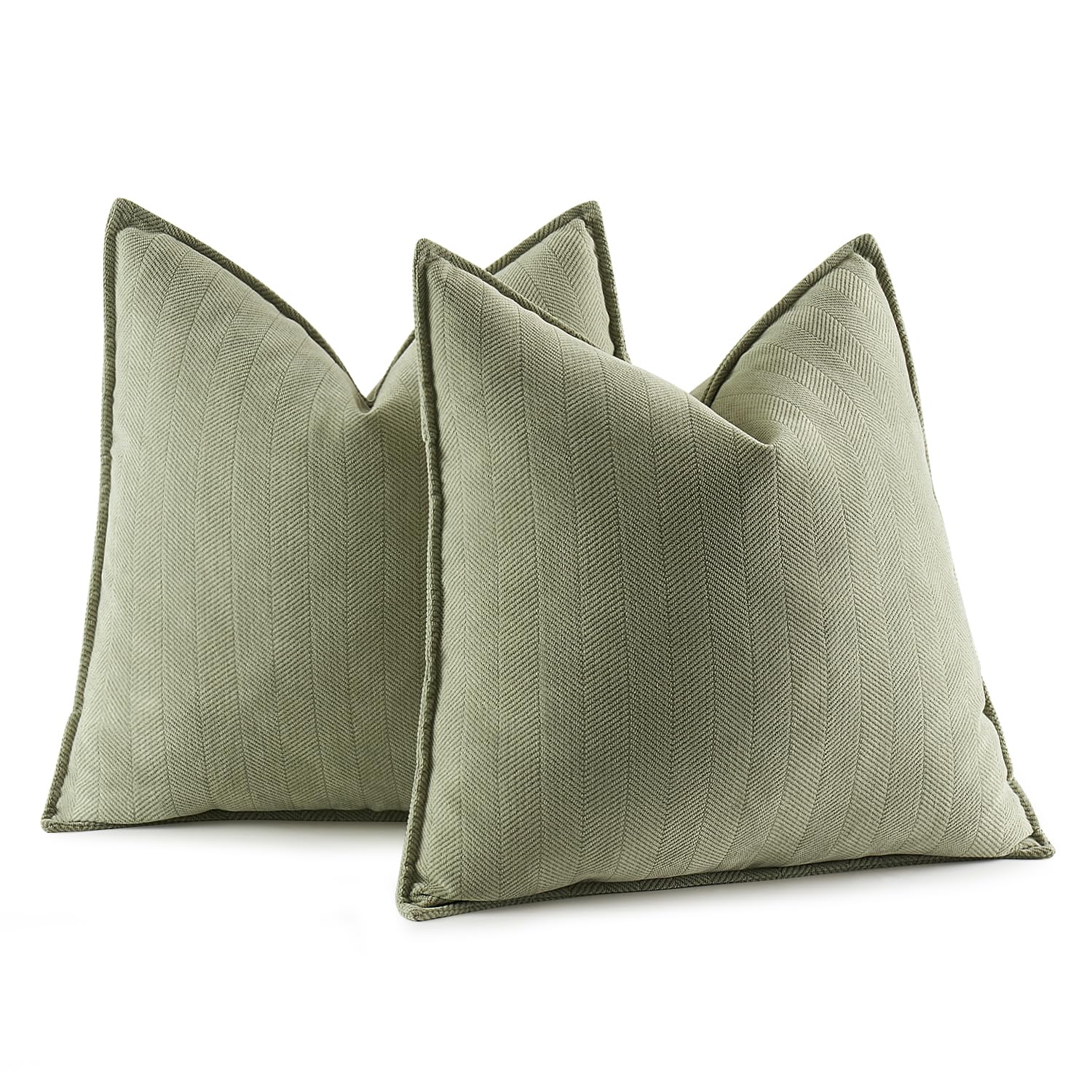 Miulee Pack Of 2 Sage Green Decorative Pillow Covers 22X22 Inch Soft Chenille Luxurious Couch Throw Pillows Farmhouse Cushion Covers Euro Shams With Elegant Design For Sofa Bed Living Room Home Decor