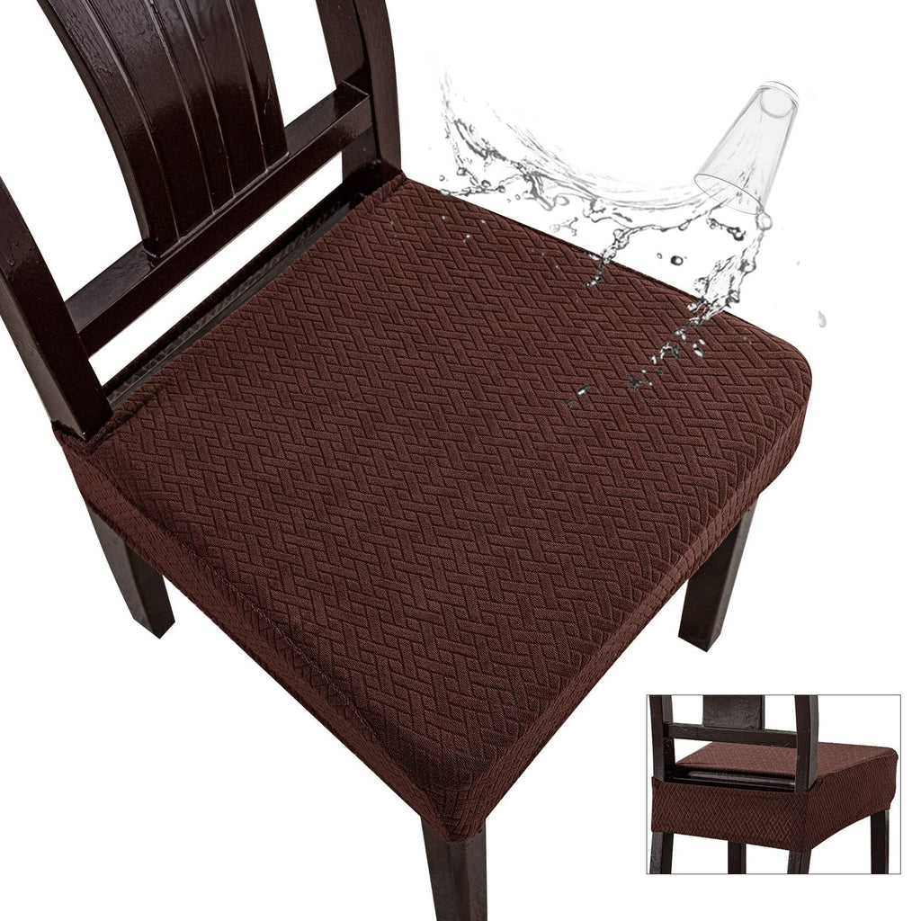 Genina Waterproof Seat Covers for Dining Room Chair Covers Waterproof Dining Chair Covers (2 PCS-Rear-gapped, Chocolate)