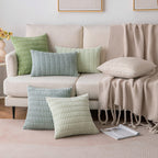 Anroduo Pack Of 2 Cream White Pillow Covers Decorative Throw Pillows 12X20 Inch For Couch Bed Living Room Soft Corduroy Striped