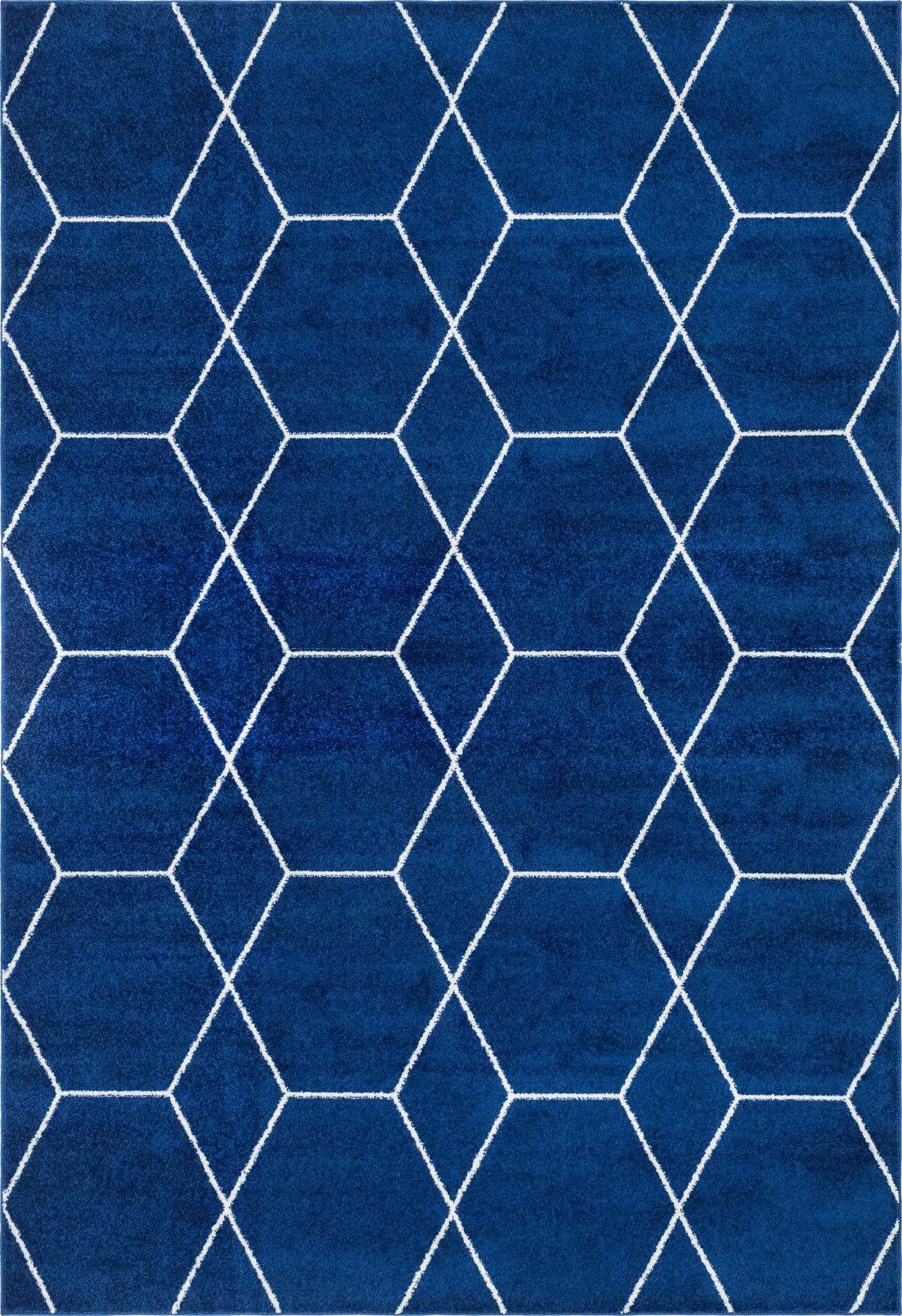 Unique Loom Trellis Frieze Collection Area Rug - Geometric (7 1 x 10, Navy Blue/ Ivory)