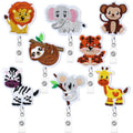 Whaline 8Pcs Zoo Animals Retractable Badge Reels Holders With Alligator Clip Back To School Lion Elephant Sloth Id Badge Reels A