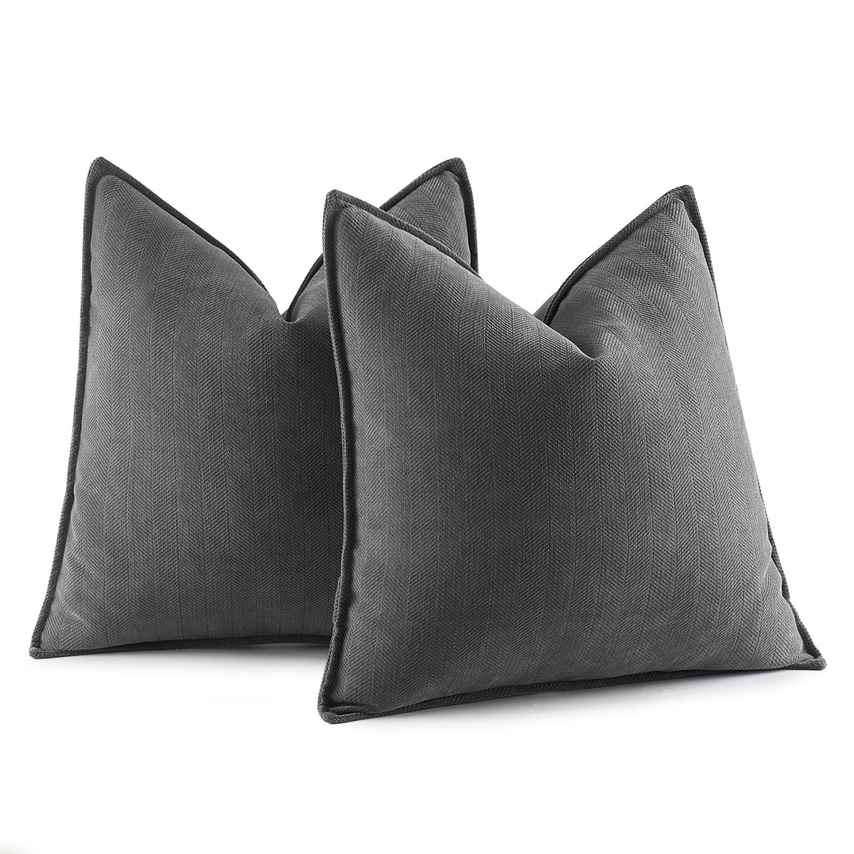 Miulee Pack Of 2 Dark Grey Decorative Pillow Covers 16X16 Inch Soft Chenille Couch Throw Pillows Farmhouse Cushion Covers With E