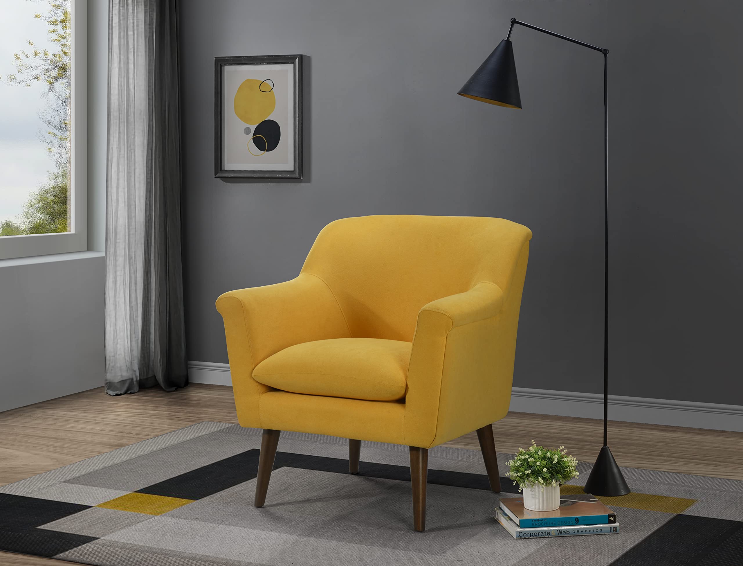 Lilola Home Shelby Yellow Woven Fabric Oversized Armchair