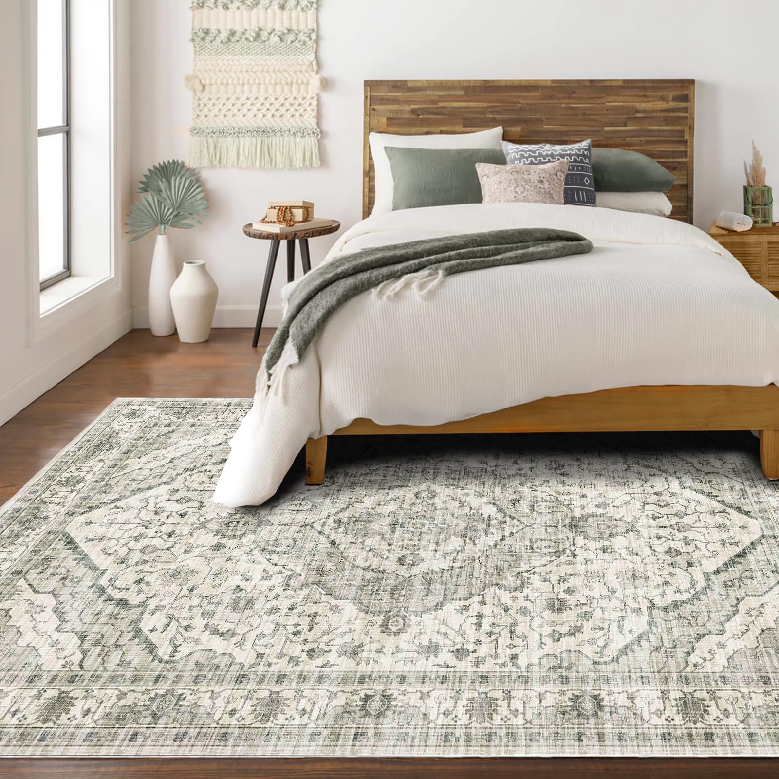 5x8 Area Rugs for Bedroom - Washable Rug 5x8 Rugs Vintage Large Carpet Non-Slip Boho Rug for Living Room Dining Room Nursery Are