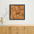 Warmaxx Rustic Teak Wood Wall Decor 17x17 Farmhouse Geometric Rectangular Block Wall Art Decoration for Home Living Room Bedro