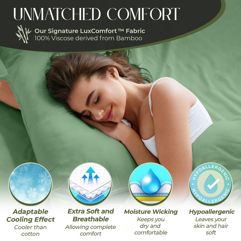 Decolure 100% Organic Viscose Derived From Bamboo Sheets Full Size 4Pcs - Ultra Soft & Luxuriously Cooling, 17'' Deep Pocket, Do