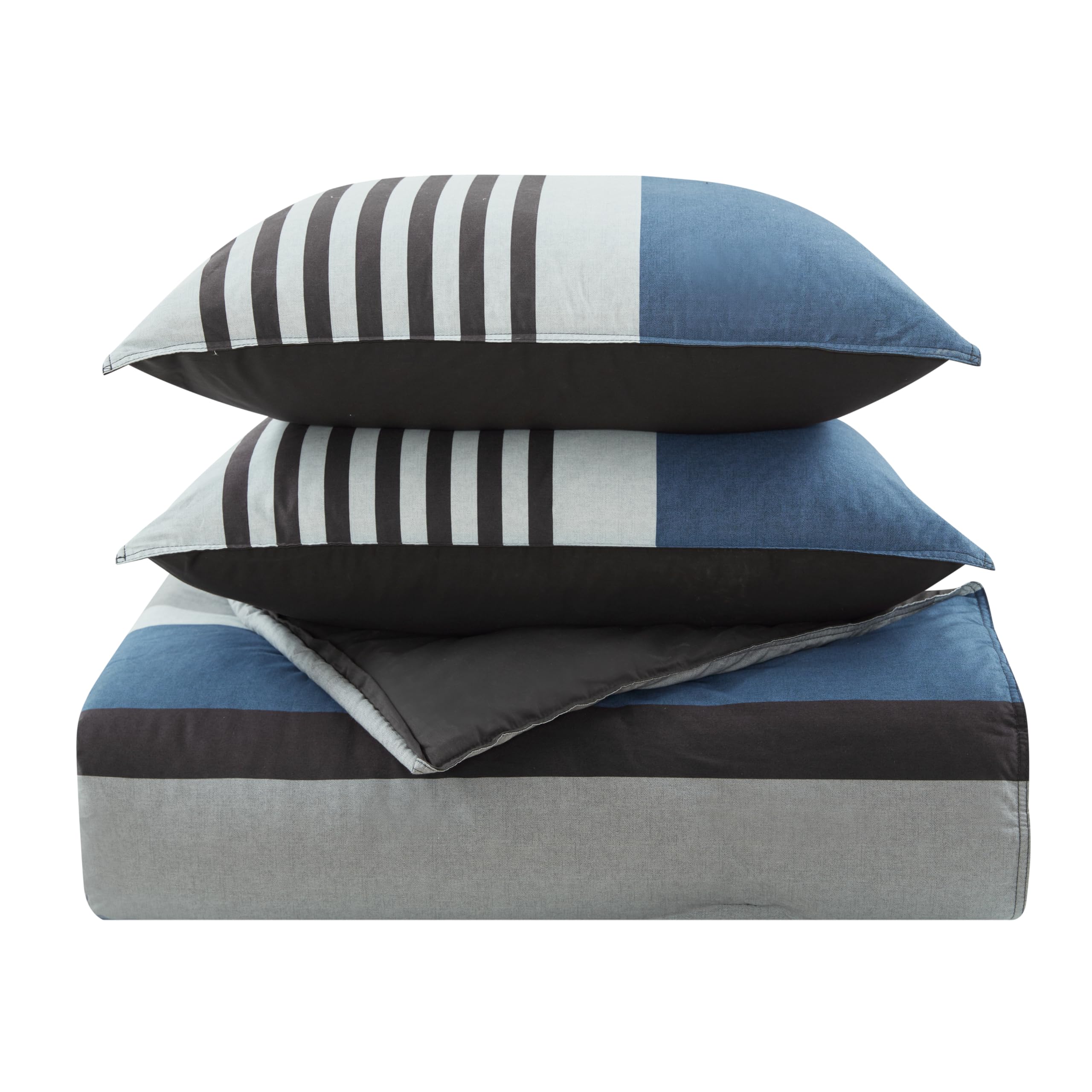Nautica  King Size Comforter Set, Cotton Reversible Bedding With Matching Shams, Bedding Set For All Seasons (Rendon Charcoal, 