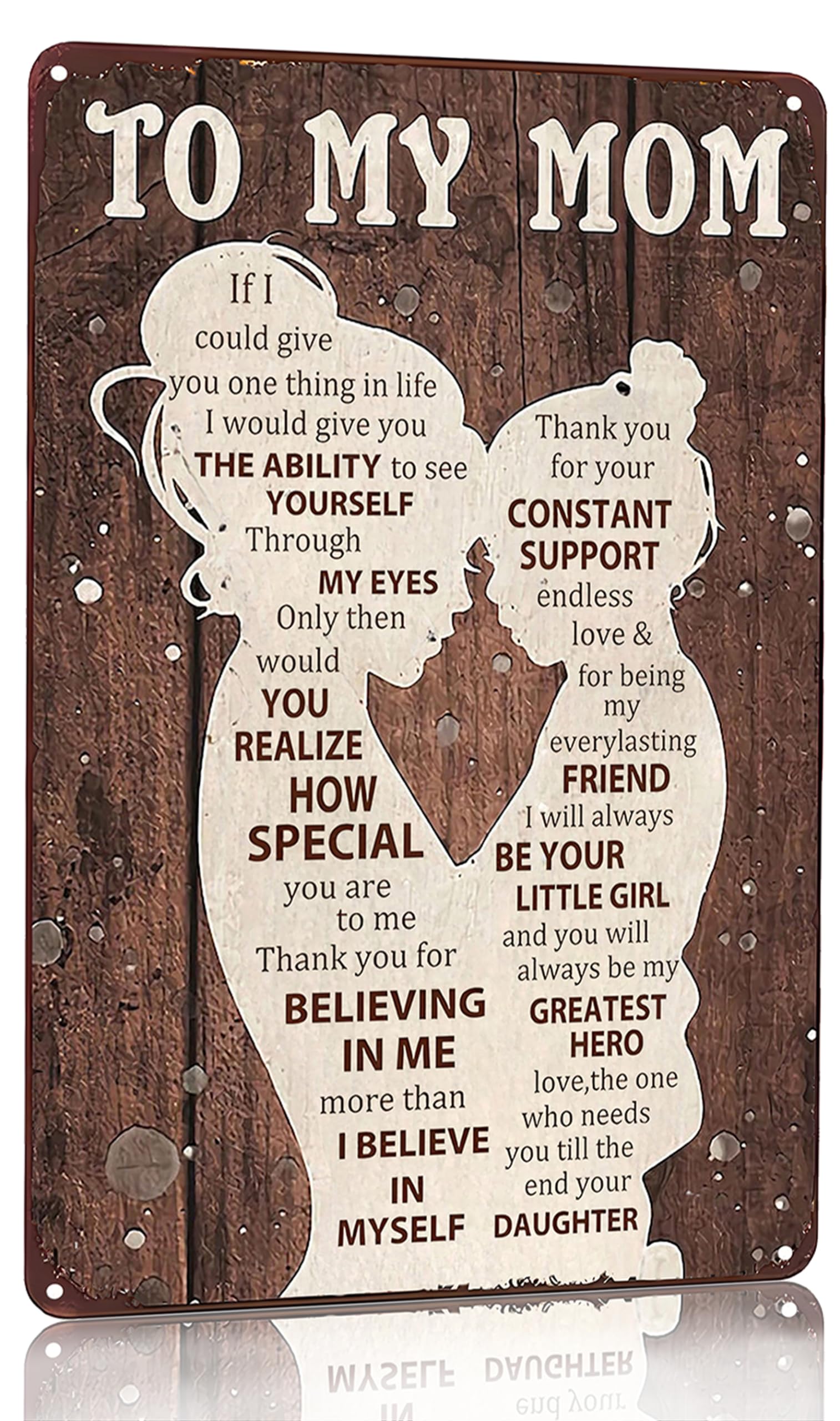 Smilelife To My Mom Sign I Love You Mom Gift From Daughter Perfect For Home Office Bedroom Kitchen Women Shed Decor 12 x 8(3130)